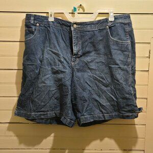 Just My Size Shorts Womens 22W Denim Bermuda Pull On Casual Elastic Waist Blue